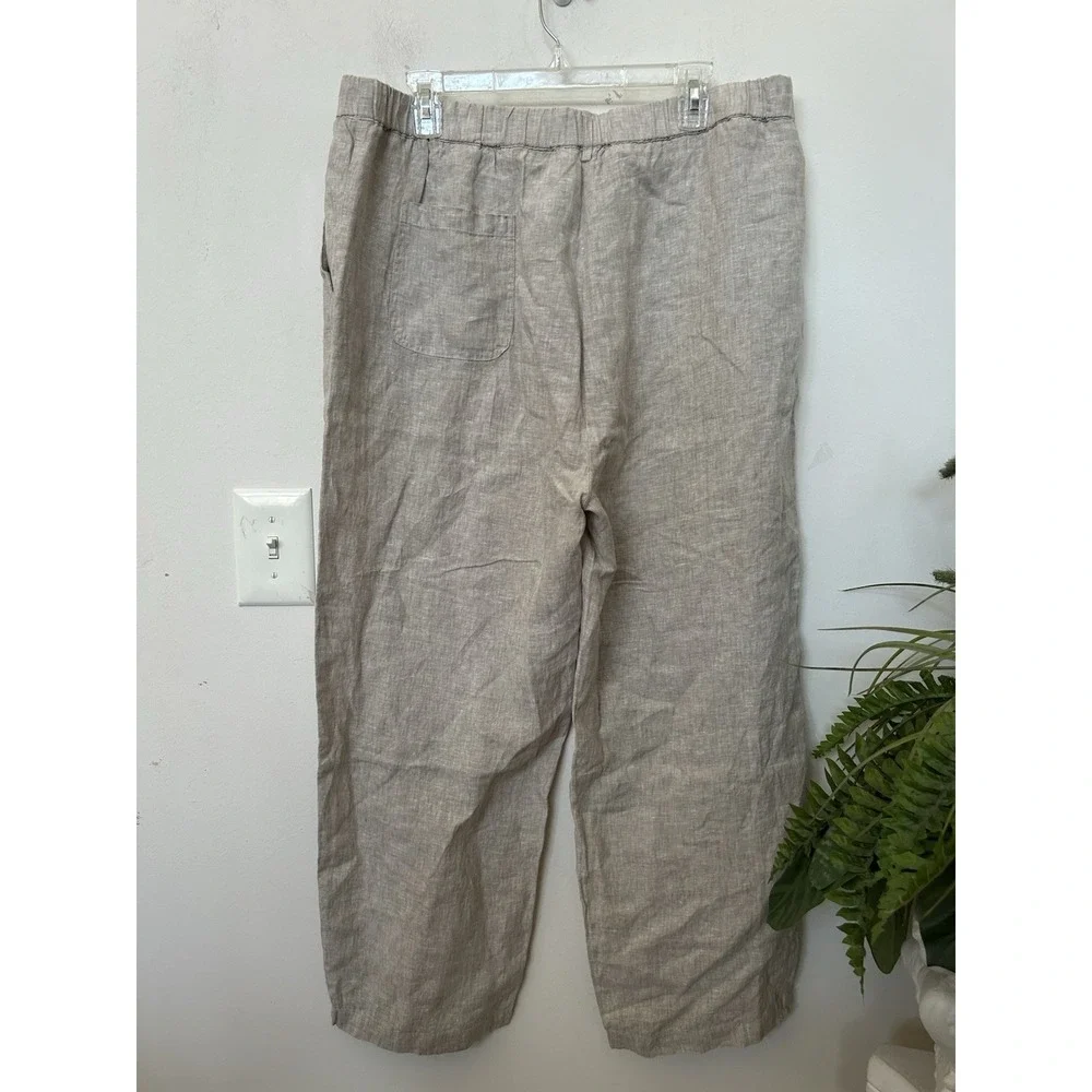 NWT Quince Flax 100% Linen Pants Elastic Waist PullOn Beach Casual Minimalist XL
